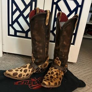 Freebird - Leather and Leopard hide cowboy boots Size9